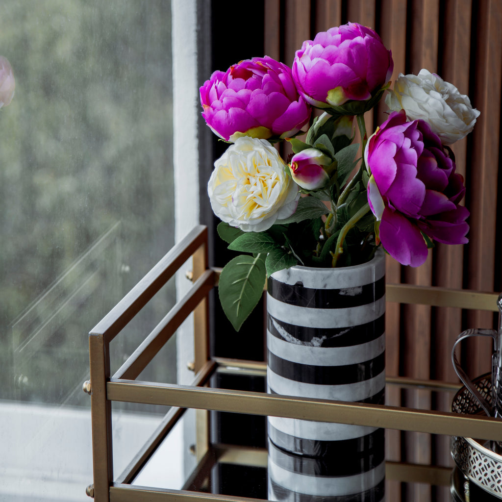 Florero Black & White Stripes